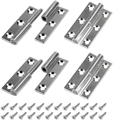 SWAWIS 4Pcs Bisagras de Puerta Desmontables, 6.4*3.6cm Bisagras de Bandera de Acero Inoxidable 304 con Tornillos, Bisagra Izquierda de Puerta para Puertas Interiores y Exteriores Industria del Mueble