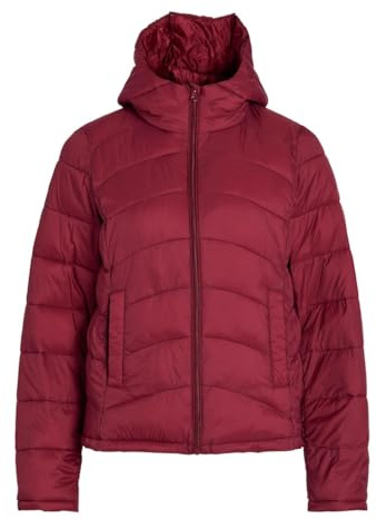 Vila Damen Steppjacke VISIBIRIA L/S SHORT NEW HOOD JACKET/PB (38, beet red)