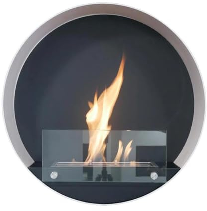 Delaware runder Ethanol Wandkamin - Weiß