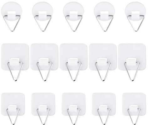 15 piezas ganchos triangulares, ganchos autoadhesivos para fotos, multiusos, ganchos pegajosos se pueden utilizar para colgar marcos de fotos, arte y ropa