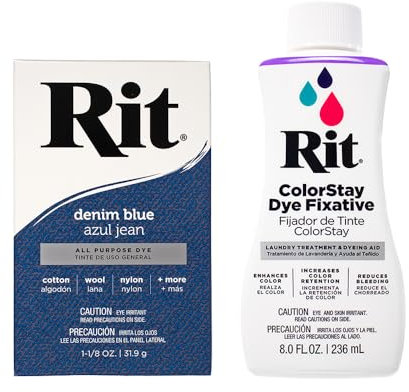 Poudre de teinture concentrée tout usage pour vêtements, décoration et travaux manuels – Bleu denim avec fixateur ColorStay