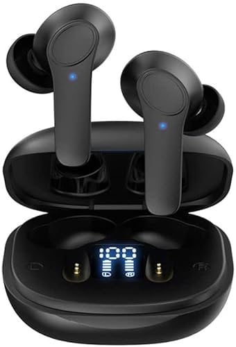 Wireless Earbuds For iPhone 15 / 15 Pro / 15 Pro Max / 15 Plus Earbuds 5.3 Bluetooth Earphones Headphones IPX6 in-Ear USB-C Charge Smart Touch 35H Playtime LED Display Deep Bass Stereo Sound (BLACK)