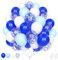 Luftballons Blau Weiße, 60 Stück 12 Zoll Matt White Pastell Blaue Latex Hélium Konfetti Ballons für Jungen Männer Geburtstag Babyparty Jahrestag Verlobung Hochzeit Abschlussfeiern Party Deko