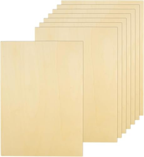 SHUESS Lot de 12 plaques de bois contreplaqué, 420 x 300 x 1,5 mm, panneaux de bois pour travaux manuels, contreplaqué de 1,5 mm, bois de tilleul non traité, aggloméré pour bricolage, modélisme,