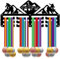 CREATCABIN Porta Medaglie da Snowboard Appendiabiti per Medaglie Sportive Espositore per Medaglie Nere Atleta di Snowboard Premi Nastro Piccola Custodia Nera Ganci Montaggio A Parete Supporto 29x13cm