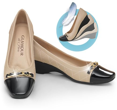 GALERIA DEL COLECCIONISTA Zapatos señora Glamour DE PARÍS. Horma Extra-Ancha. Fáciles de Poner: Ajustables y Flexibles. Plantilla Piel Acolchada. Cómodo Tacón de Cuña. Muy Elegantes.