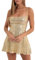 Yoisdtxc Damen Glitzer Pailletten Minikleid Sparkly Rückenfrei Spaghettiträger A Linie Kleid für Cocktail Strand Streetwear, gold, S