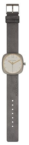 ROLF CREMER | Damenarmbanduhr Moment II 508101 mit grauem Lederarmband und weißem Ziffernblatt und vergoldte Zeiger | Dornschließe in Silber | Silbernes Edelstahlgehäuse