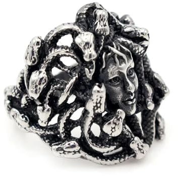 Caiduoduo Vintage Antikes Griechenland Schlangenhaar Banshee Medusa Ringe Für Männer Frauen Punk Gothic Ring Mode Edelstahl Schmuck