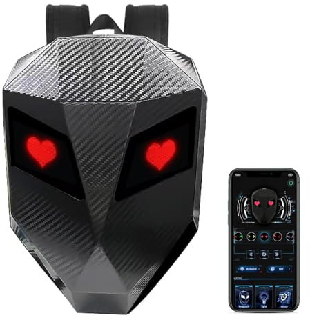 SENECESLI Sac à Dos de Moto à LED, Sac à Dos D'équitation à Coque Rigide pour Hommes, Contrôle par Application, Bagage de Moto à écran Couleur Programmable, Sac pour Ordinateur Portable