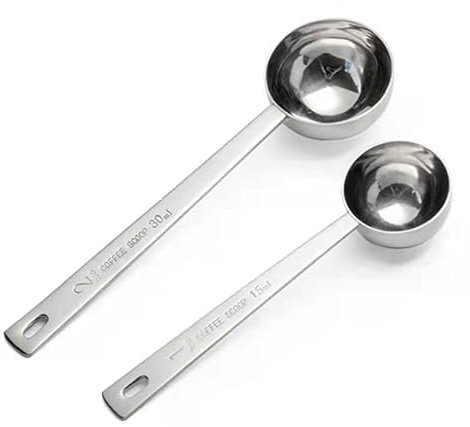 Snugluxe Long Handle Stainless Steel Coffee Measuring Spoon Multifunctional Spoon Set Silver 2 Pcs 1 Tablespoon (15ml) and 2 Tablespoons (30ml)