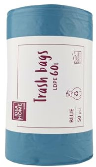 IDEA HOME-50 Stück LDPE Müllsäcke Abfallbeutel Mülltüten Kehrichtsäcke Entsorgung Mülltrennung Blau 60L