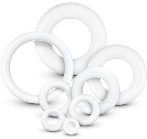Netuno Set 8 Styroporringe 7 cm 10 cm 13 cm 15 cm 20 cm 30 cm Vollring Flachring Polystyrol Rohling rund für Kränze Basteln Advent Weihnachten Osterdeko Blumenkranz Türkranz Deko