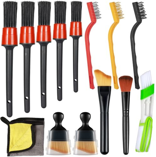 Sheryl&Rain Car Detailing Brushes, 14 PCS Car Cleaning Brush,Car Cleaning Kit, Car Interior Cleaning Kit, For Cleaning Interior, Exterior, Wheels,Interior, Emblems, Interior, Exterior, Air Vents