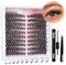 Cat Eye Lash Clusters Kit 50D C Curl Lash Extension Kit Natural Eyelash Clusters Individual Lashes Kit with Lash Bond and Seal Lash Applicator