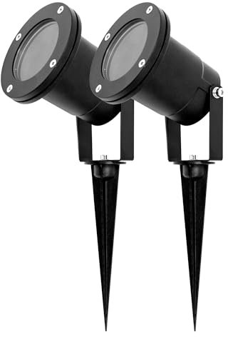 EDO Lot de 2 Spot de Jardin Extérieur avec Piquet GU10 HORTUS Noir, Étanche IP65, Éclairage Exterieur, Spot de Jardin à Encastrer, Lampe Exterieur pour Jardin, Cour, Arbre, Pelouse, Plantes, Chemin