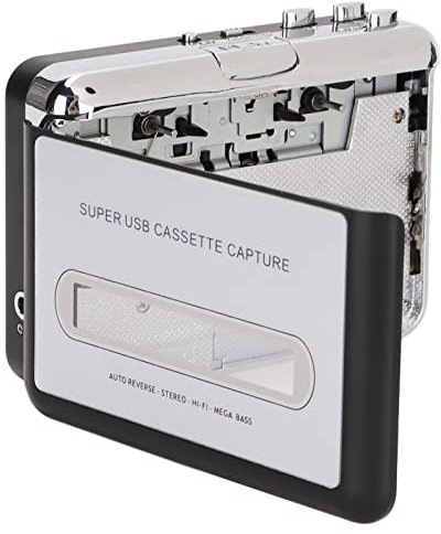 RIZGHWOY Ribbon Player Player Stereo Player with Headphones, Old Ribbons Become MP3 Format, Easy -to -use Software CD, Suitable for Systems, Silver and Black Light Abs Design