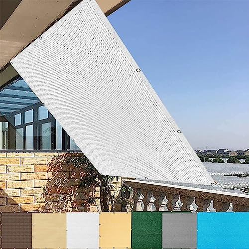 Tenda parasole rettangolare, 4 x 4,5 m, protezione UV per balcone, rete coprente, ideale per piante da esterno, colore: bianco