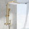Duscharmatur-Set mit Handbrause, 2 Funktionen Grobventil und Duschverkleidung Kit Gold Gebürstet Bad Duschsystem Wandmontage Duscharmatur Set, 31.5x22cm Verstellbarem Stab Duschkopf und Kopfbrause