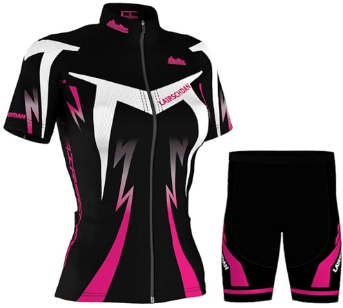 Conjunto Ciclismo Mujer Verano Maillot Ciclista Ropa Bici MTB Manga Corta | Completa Traje Bicicleta Transpirable Secado Rápido,Camiseta Ciclo y Pantalones Cortos Carretera con 9D Gel Acolchado