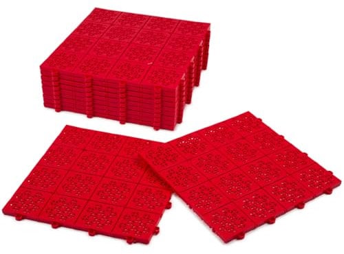 Fortena Recycelte Bodenfliesen Rot 30x30 cm Set (11 Stück) Stoßfest, Frostsicher für Garage
