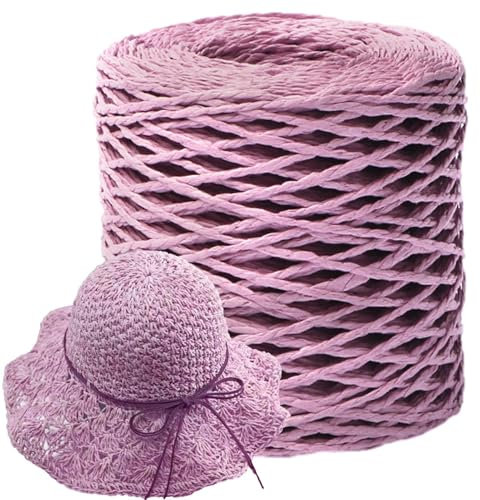 Demaxiyad Bast zum Basteln, Raffia Garn Rolle, 150m Natur Raffia Band, Baumwolle Grasgeflechtfaden, für Strohhüte Häkeln, Handarbeitsprojekte, Dekorativer Anwendungen