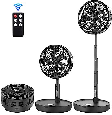 EasyAcc Standventilator Leise 11.6 Ventilator Tragbarer Oszillierender Fernbedienung 10000 Batterie Ventilator USB 8 Geschwindigkeiten Timer Höhenverstellbar Faltbarer für Schlafzimmer Büro Camping