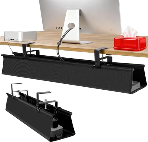 Dibaful Kabelmanagement Schreibtisch Ohne Bohren | Kabelkanal Unter Unterbau Kabelhalter Klemmbar Cable Management Under Desk | Kabel Organizer Tischplatte Kabelwanne Kabelführung für Büro Schwarz