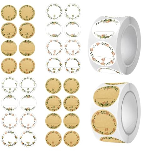Lot de 1000 étiquettes rondes pour pots de confiture, pots de confiture, étiquettes autocollantes pour sacs cadeaux, enveloppes, cuisine