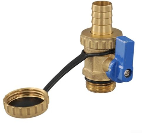 DAZZLEEX Messing Kugelhahn DN15 G1/5.1 cm für Boiler Befüllung und Entladung Fußbodenheizung Ablassventil mit Sicherheitsabdeckung 16 Bar Rot und Gold (Blau)