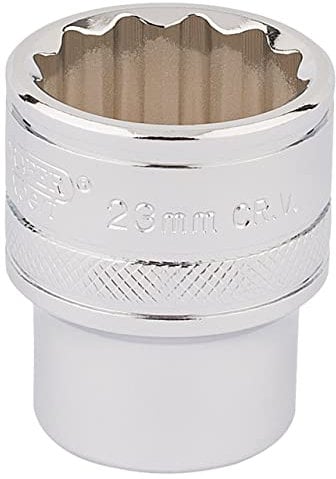 Draper 33370 1/2 Square Drive 12 Point Socket, 23mm Size, Blue