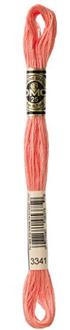 DMC 117-3341 Mouline Stranded Cotton Six Strand Embroidery Floss Thread, Apricot, 8.7-Yard