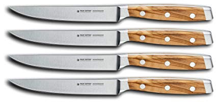 Felix SOLINGEN 834604 First Class Wood Set 4tlg. Steakmesser – 12cm Klingen-Stahl – Olivenholzgriff - Made in Germany