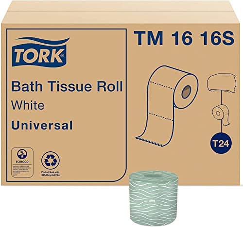 Tork Universal TM1616S Bath Tissue Roll, 2-Ply, 4 Width x 3.75 Length, White (Case of 96 Rolls, 500 per Roll, 48,000 Sheets)