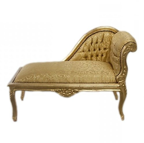 Casa Padrino Barock Kinder Chaiselongue Gold Muster/Gold Mod2R - Tron Barock Möbel