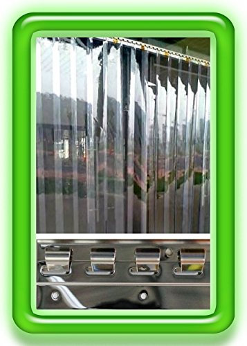 300x3 mm PVC Lamellen Streifen Vorhang H2,50 x B2,50 m Überlappung 36% fertig vormontiert mit Wandschiene+Halteklammern