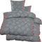 KH-Haushaltshandel 4-TLG. Biber Winter Bettwäsche 2X (135 x 200 + 80x80 cm), Blätter + Sterne, grau rot Silber, 100% Baumwolle