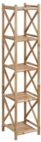 vidaXL Standregal mit 5 Böden Quadratisch Bambus