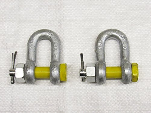 X2 2 Ton Galvanised Dee Shackle with 16MM Yellow Safety Pin