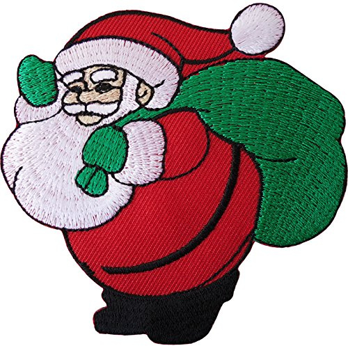 Aufnäher mit Weihnachtsmann-Motiv, bestickt, zum Aufbügeln oder Aufnähen.