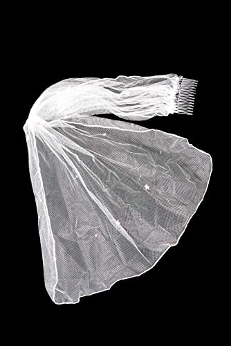 SHATCHI Veil Comb Bride To Be Hen Night Accessory Women's Wedding Bridal Veils Comb with Stars Vail Gifts for Girls White Short