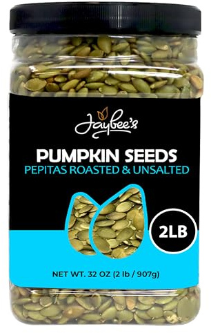 Jaybee's Unsalted Pumpkin Seeds 32 oz, Roasted Pepitas, Healthy Snack