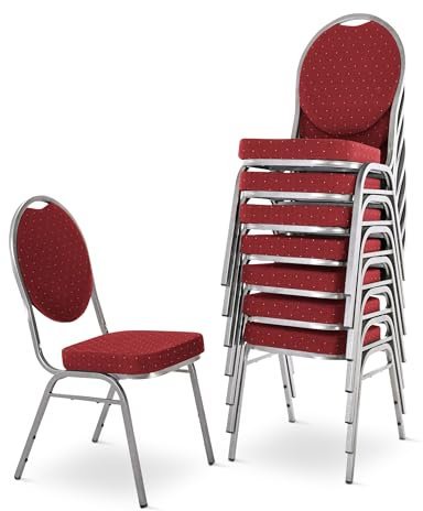 Raburg Stapelstuhl 8er Set DAVID - stabil bis 150 kg in ROT, Gewerbequalität + stapelbar für: Konferenz, Seminar, Wartezimmer, Bankett, Theater, Oper, Schule/Uni & Gastro/Hotel