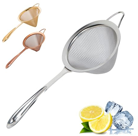 A Bar Above Stainless Steel Fine Mesh Cocktail Strainer, 304 Conical Sieve with Ergonomic Handle, Rustproof Bartender Tool for Double-Straining Tea, Coffee, Kombucha, and Culinary Prep