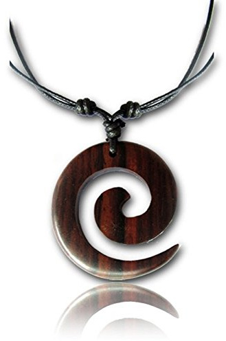 viva-adorno Halskette Holzanhänger Baumwollband Surfer Kette Länge verstellbar Verschiedene Designs wählbar HK31
