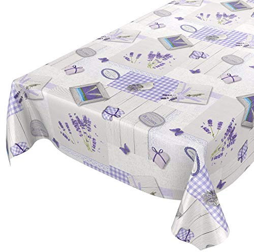 ANRO Tischdecke Wachstuchtischdecke Wachstuch Wachstischdecke pflegeleicht abwaschbar Lavendel Provance Landhaus 160 x 140cm