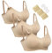 HOFISH Damen Still-BH 3er Pack – Nahtlos, Schwangerschaft & Stillzeit, Volle Abdeckung, mit BH-Verlängerungen & Clips, Beige, Größe XXL
