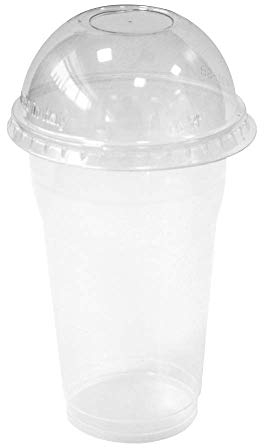 PZ 50 BICCHIERE SATINATO CC 350 + CUPOLA COPERCHIO CON FORO CENTRALE TRASPARENTE MILK SHAKE GLASS