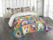 ABAKUHAUS Hund Tagesdecke Set, Terrier Labrador Rasse Haustiere, Set mit Kissenbezügen farbfester Digitaldruck, für Doppelbetten 264 x 220 cm, Lila grün