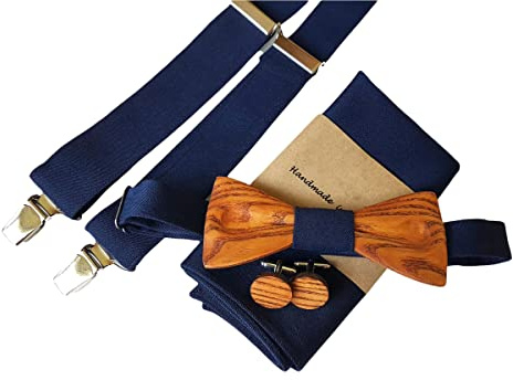Hölzerne Fliege - Fliege für Hochzeiten - Hochzeit Zubehör - Hosenträger - hölzerne Manschettenknöpfe - Einstecktuch